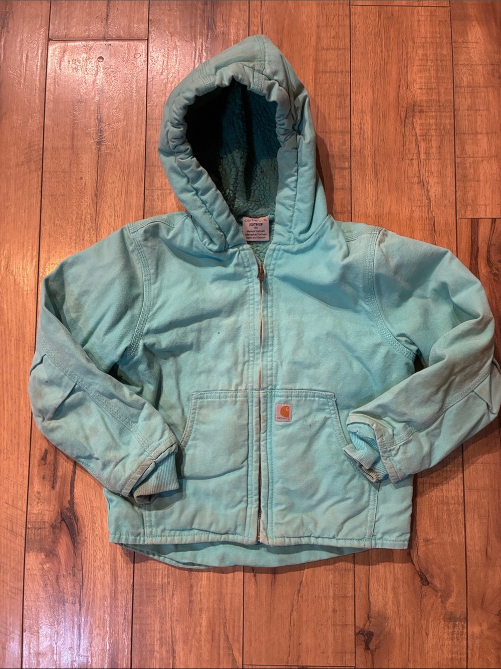 Carhartt Kids' Mint Green Hooded Puffer Jacket